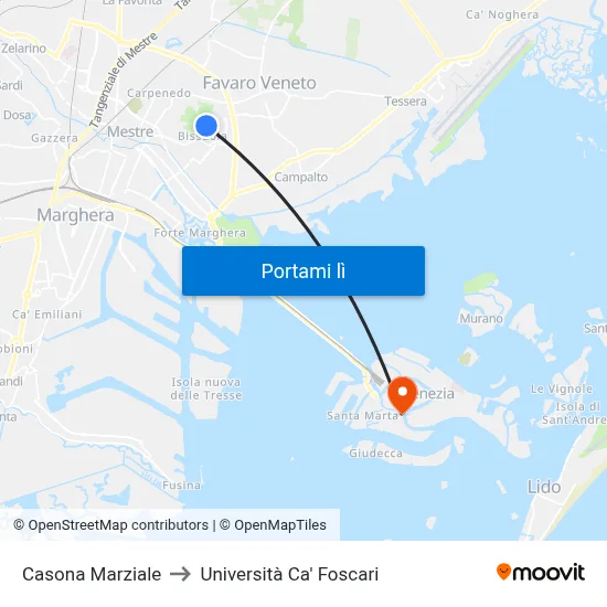 Casona Marziale to Università Ca' Foscari map