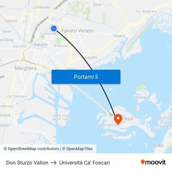 Don Sturzo Vallon to Università Ca' Foscari map