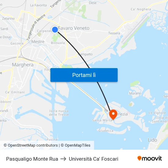 Pasqualigo Monte Rua to Università Ca' Foscari map