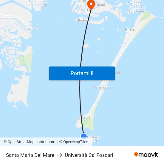 Santa Maria Del Mare to Università Ca' Foscari map