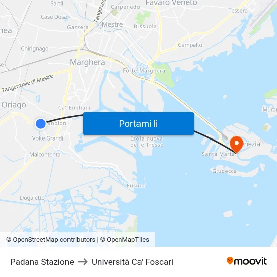 Padana Stazione to Università Ca' Foscari map