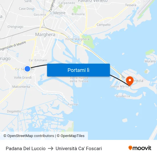 Padana Del Luccio to Università Ca' Foscari map