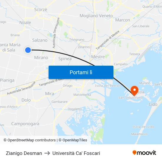 Zianigo Desman to Università Ca' Foscari map