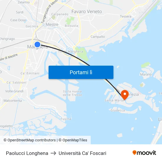 Paolucci Longhena to Università Ca' Foscari map