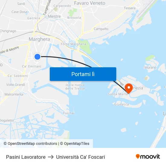 Pasini Lavoratore to Università Ca' Foscari map