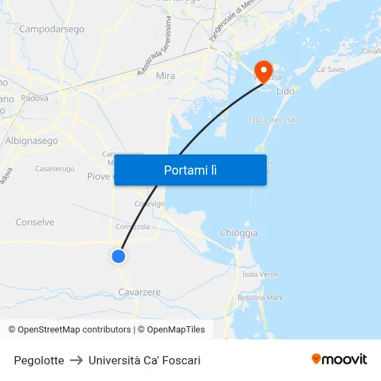 Pegolotte to Università Ca' Foscari map