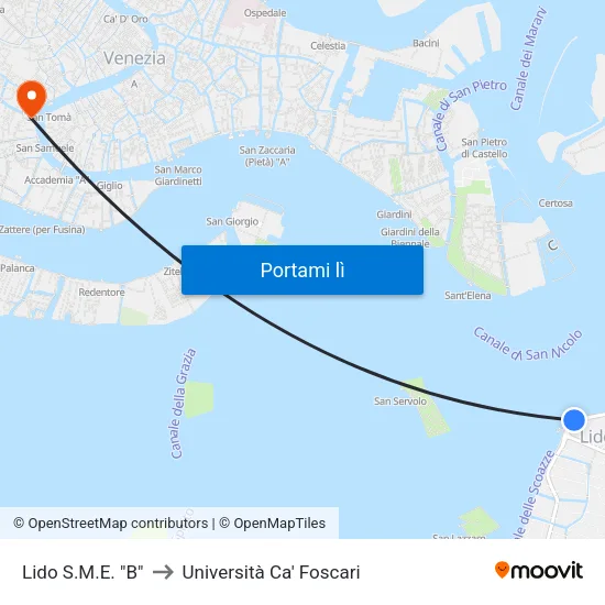 Lido S.M.E. "B" to Università Ca' Foscari map