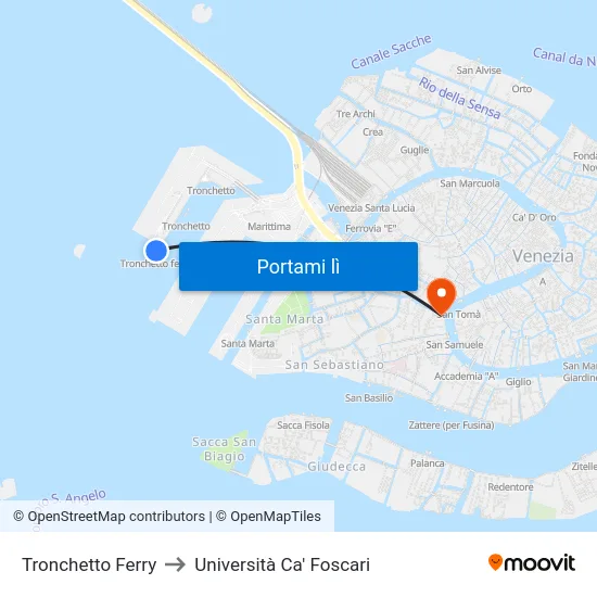 Tronchetto Ferry to Università Ca' Foscari map