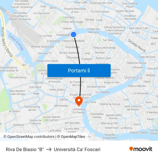 Riva De Biasio "B" to Università Ca' Foscari map