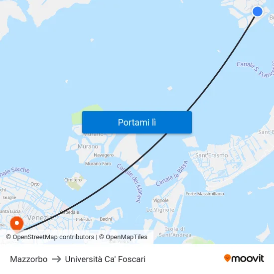 Mazzorbo to Università Ca' Foscari map