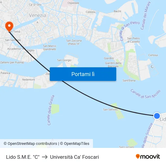 Lido S.M.E. "C" to Università Ca' Foscari map