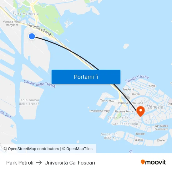 Park Petroli to Università Ca' Foscari map