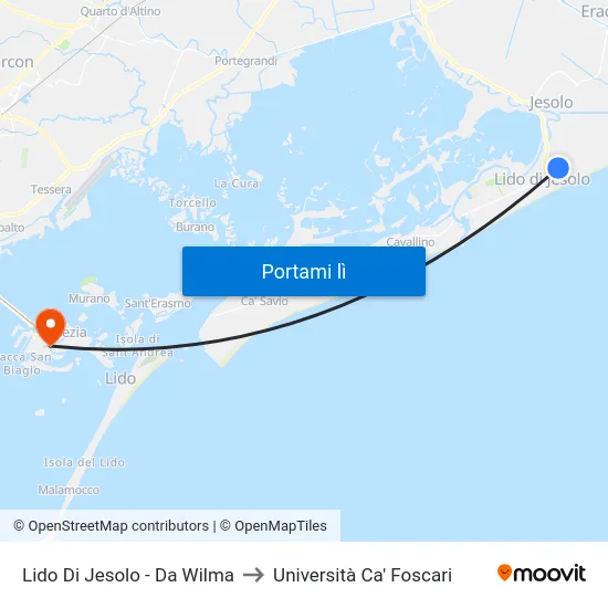 Lido Di Jesolo - Da Wilma to Università Ca' Foscari map