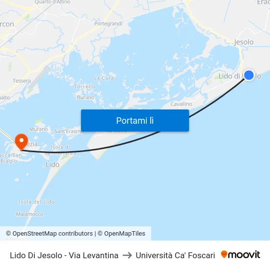 Lido Di Jesolo - Via Levantina to Università Ca' Foscari map