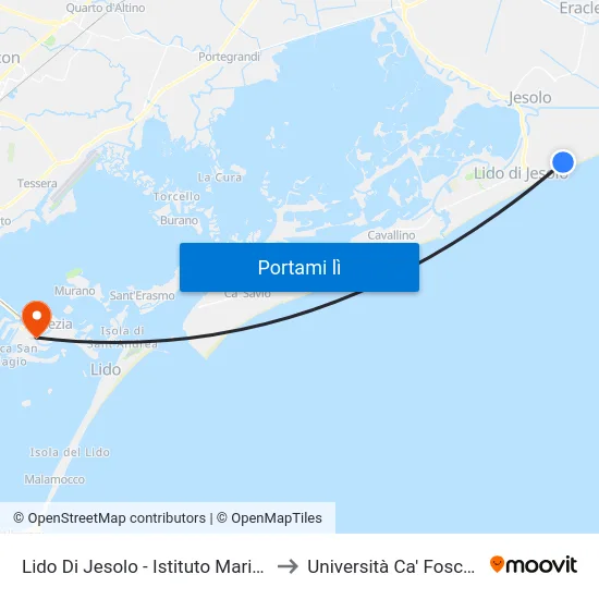 Lido Di Jesolo - Istituto Marino to Università Ca' Foscari map