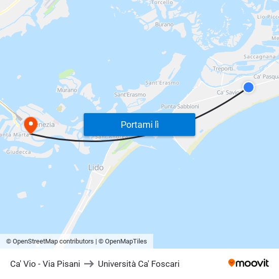 Ca' Vio - Via Pisani to Università Ca' Foscari map