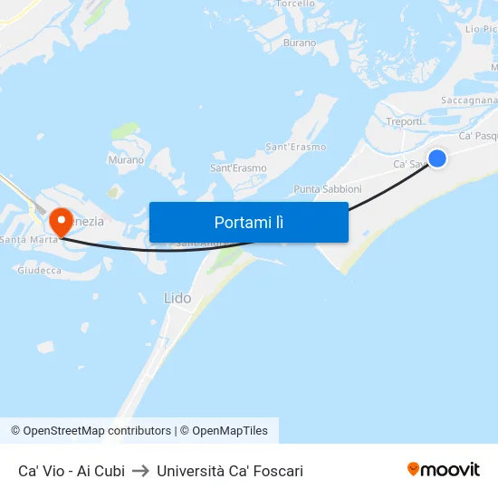 Ca' Vio - Ai Cubi to Università Ca' Foscari map