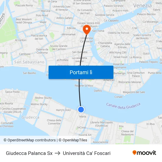 Giudecca Palanca Sx to Università Ca' Foscari map