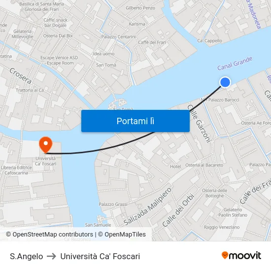S.Angelo to Università Ca' Foscari map