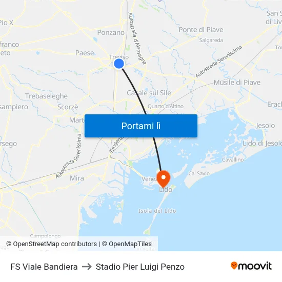 FS Viale Bandiera to Stadio Pier Luigi Penzo map
