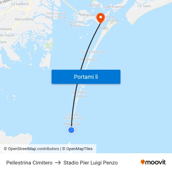 Pellestrina Cimitero to Stadio Pier Luigi Penzo map