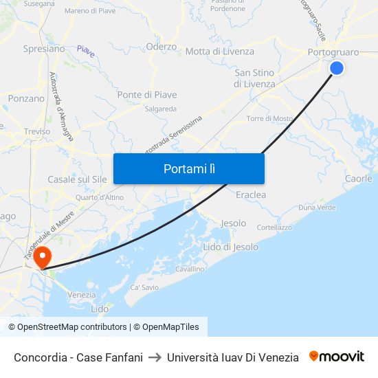 Concordia - Case Fanfani to Università Iuav Di Venezia map