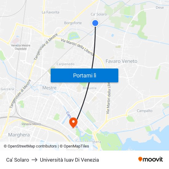 Ca' Solaro to Università Iuav Di Venezia map
