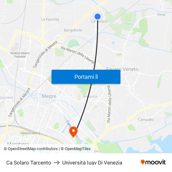 Ca Solaro Tarcento to Università Iuav Di Venezia map