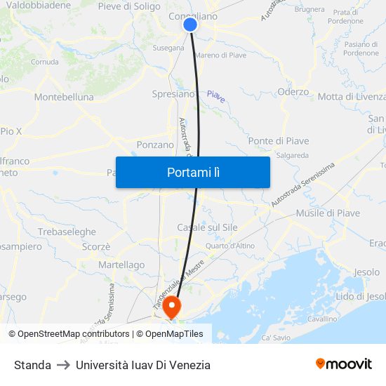 Standa to Università Iuav Di Venezia map