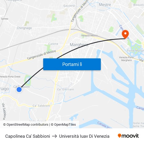 Capolinea Ca' Sabbioni to Università Iuav Di Venezia map