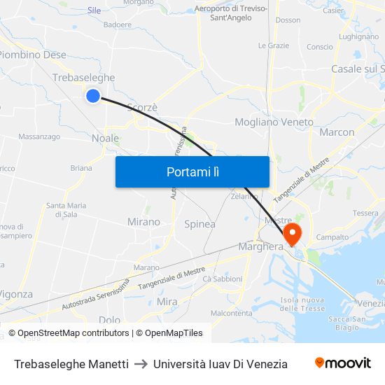 Trebaseleghe Manetti to Università Iuav Di Venezia map