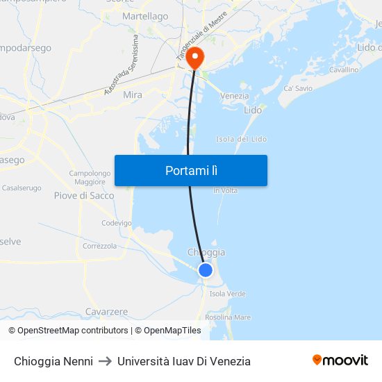 Chioggia  Nenni to Università Iuav Di Venezia map