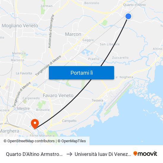 Quarto D'Altino Armstrong to Università Iuav Di Venezia map