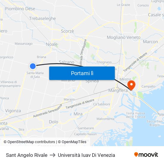 Sant Angelo Rivale to Università Iuav Di Venezia map