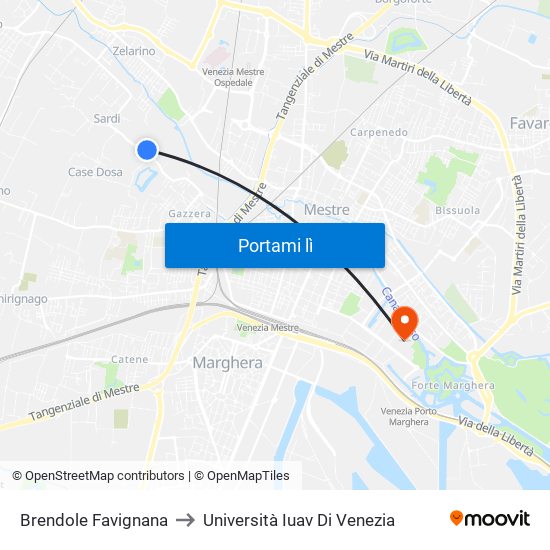 Brendole Favignana to Università Iuav Di Venezia map