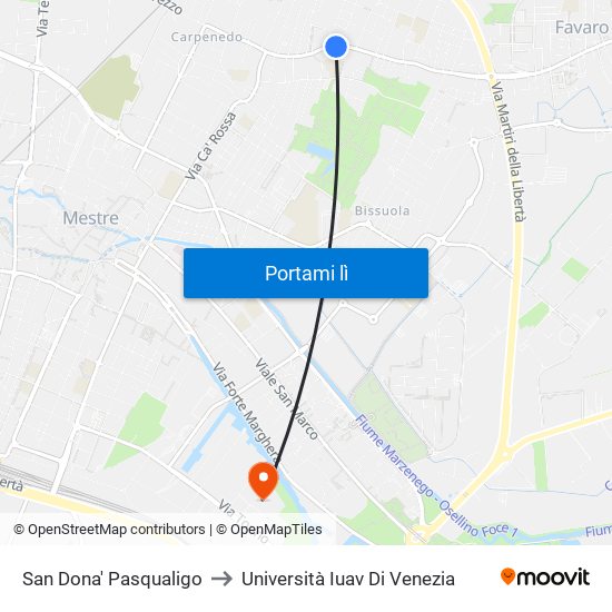 San Dona' Pasqualigo to Università Iuav Di Venezia map