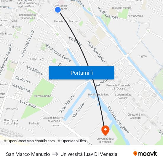 San Marco Manuzio to Università Iuav Di Venezia map
