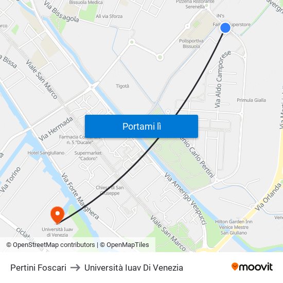 Pertini Foscari to Università Iuav Di Venezia map