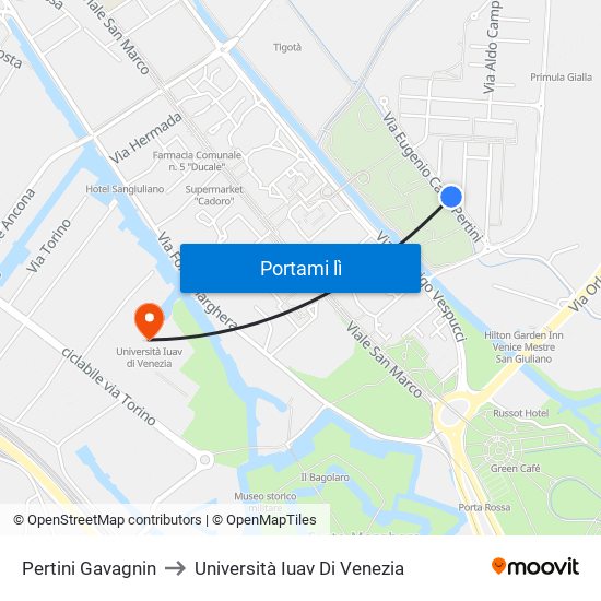 Pertini Gavagnin to Università Iuav Di Venezia map