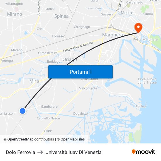 Dolo Ferrovia to Università Iuav Di Venezia map