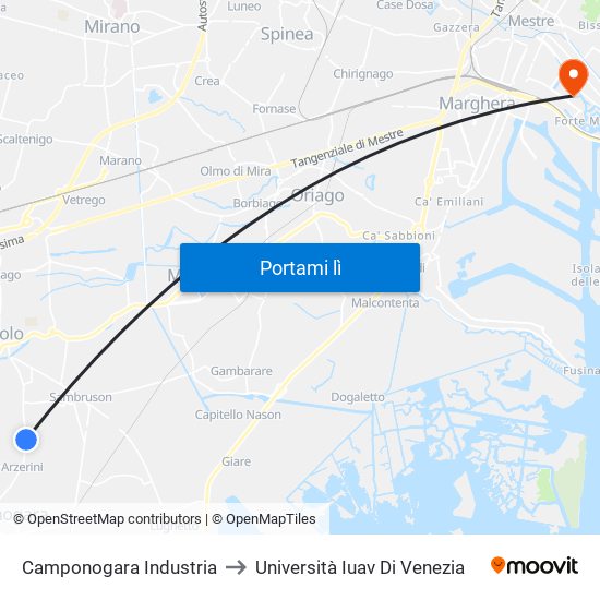 Camponogara Industria to Università Iuav Di Venezia map