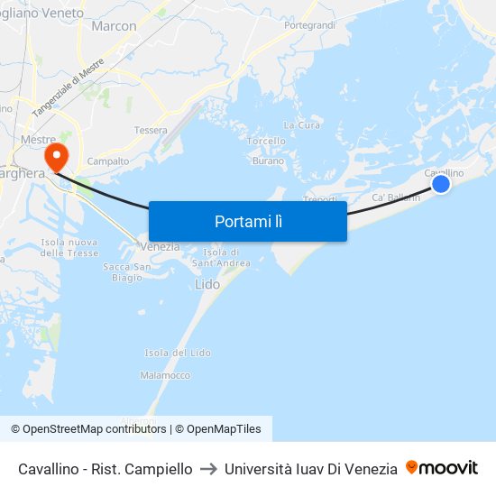 Cavallino - Rist. Campiello to Università Iuav Di Venezia map