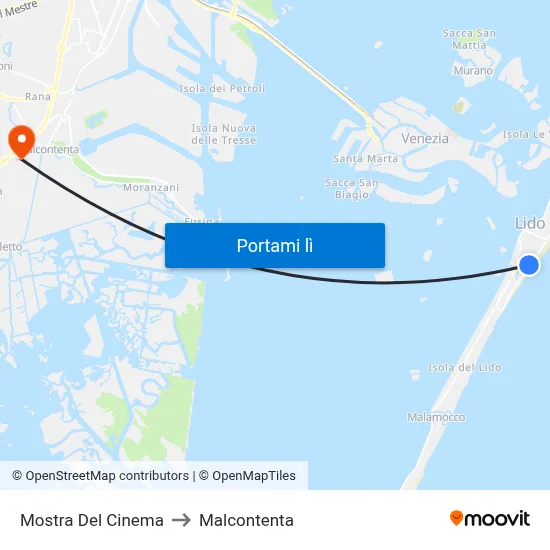 Mostra Del Cinema to Malcontenta map
