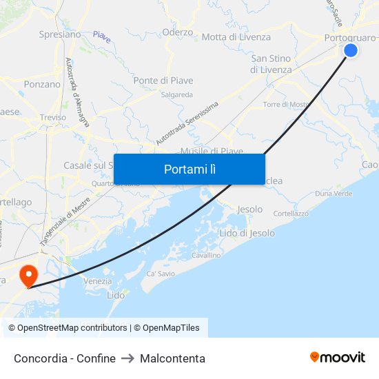Concordia - Confine to Malcontenta map