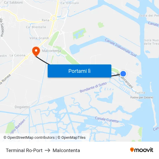 Terminal Ro-Port to Malcontenta map