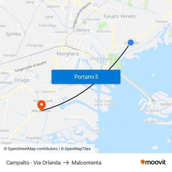Campalto - Via Orlanda to Malcontenta map