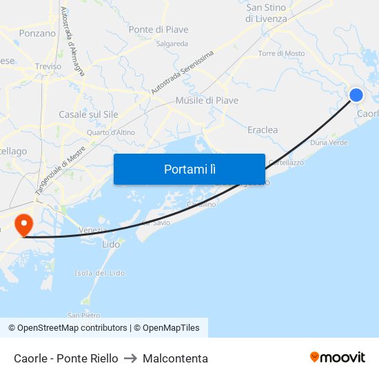 Caorle - Ponte Riello to Malcontenta map