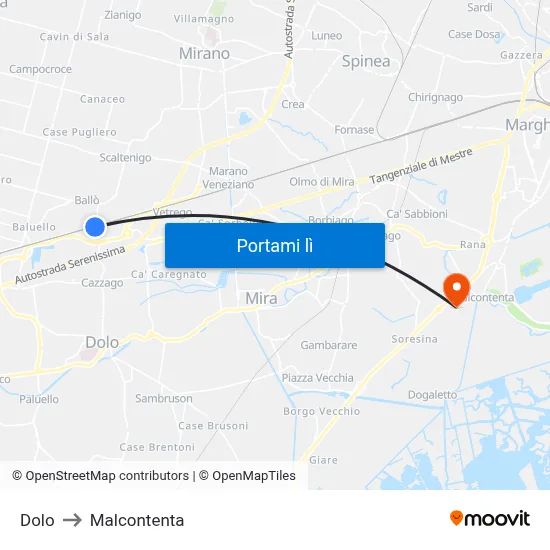 Dolo to Malcontenta map