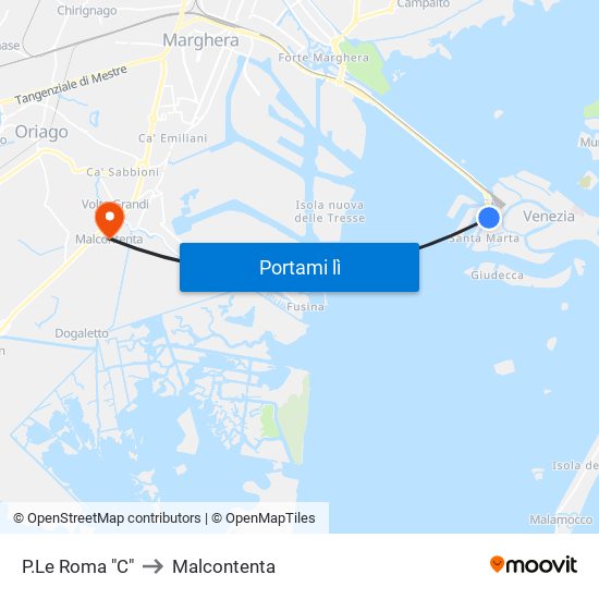 P.Le Roma "C" to Malcontenta map