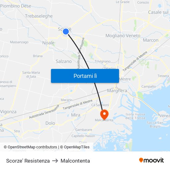 Scorze' Resistenza to Malcontenta map